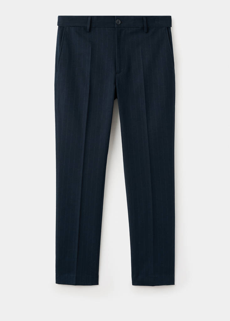 Slim-fit flannel trousers — Dark Navy
