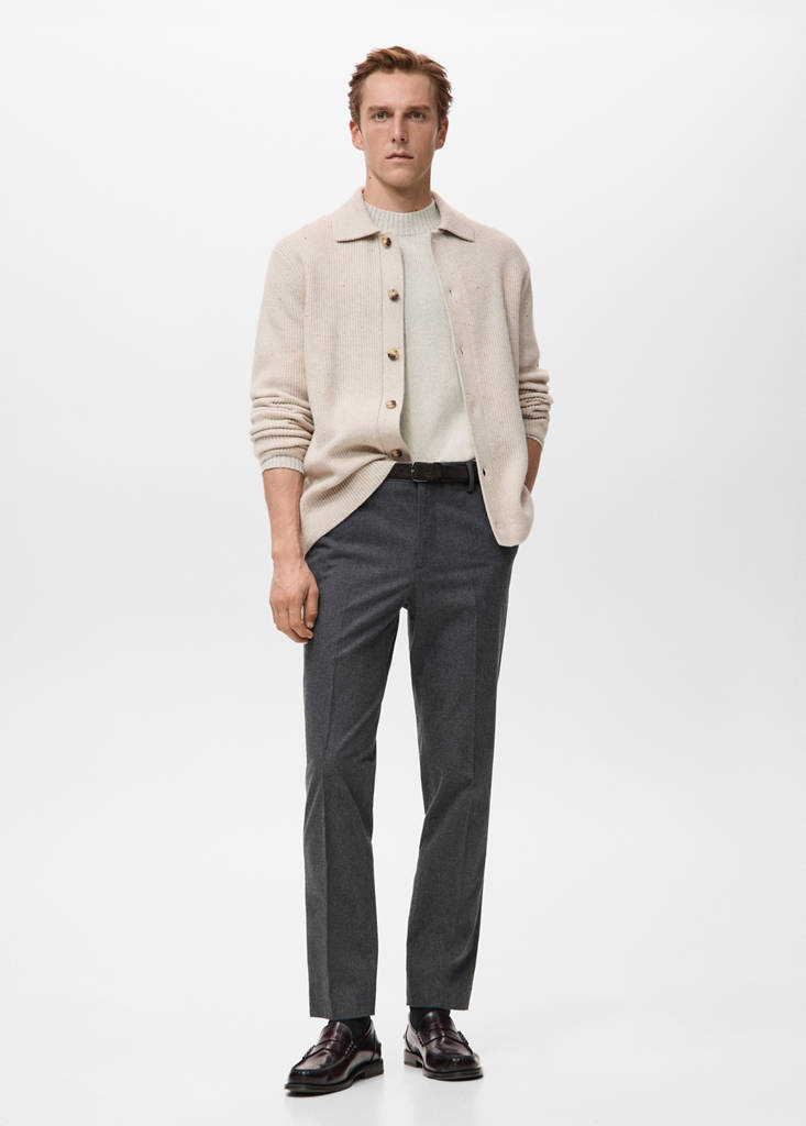 Slim-fit flannel trousers — Medium Heather Grey