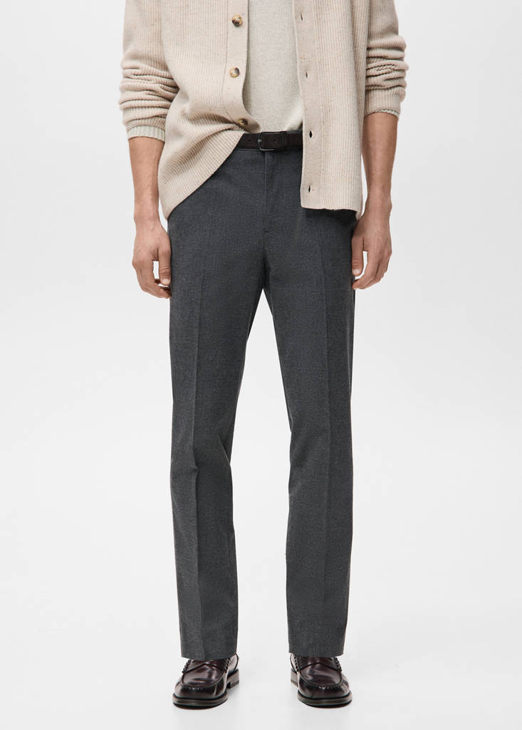 Slim-fit flannel trousers — Medium Heather Grey