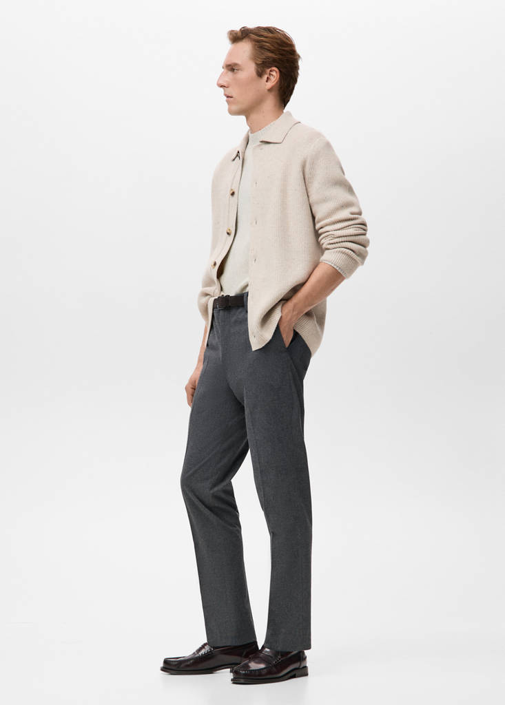 Slim-fit flannel trousers — Medium Heather Grey