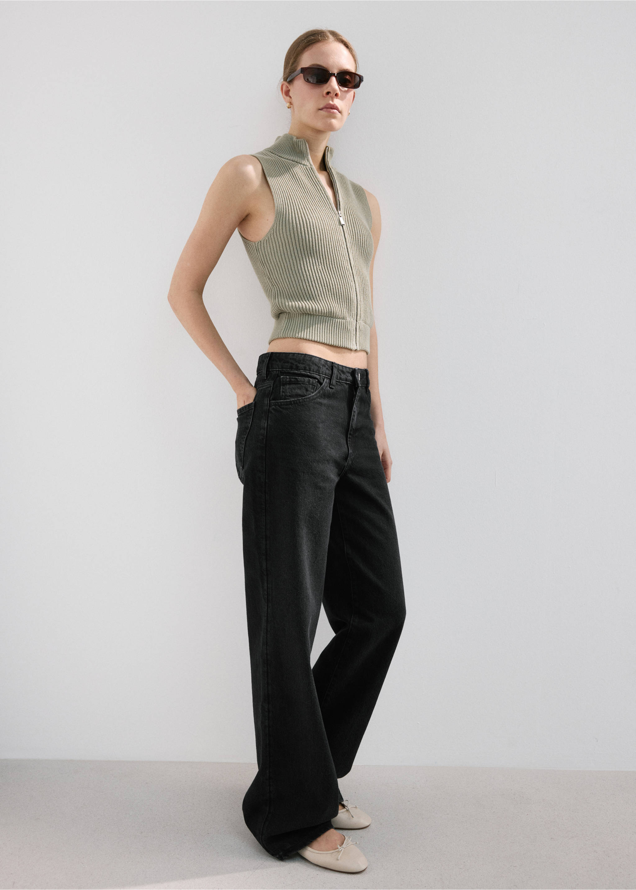 Danila high-waisted wide leg jeans - General plane, Black denim. Ref: 27011205-00.
