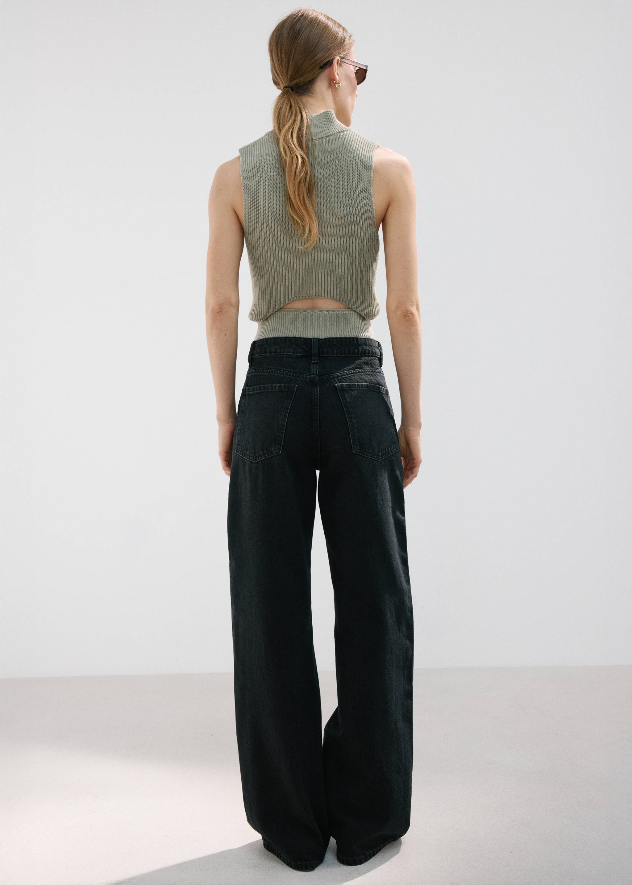 Danila high-waisted wide leg jeans - Reverse of the article, Black denim. Ref: 27011205-00.