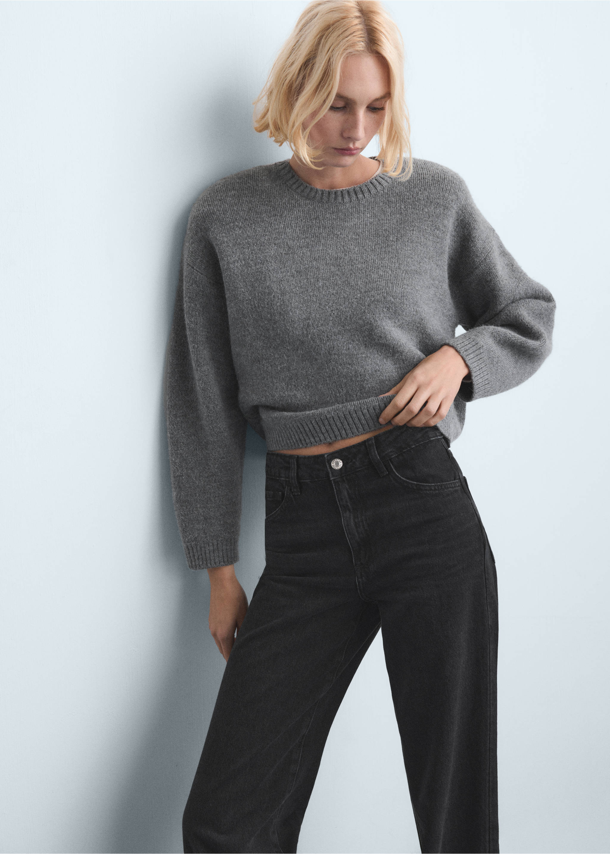 Danila high-waisted wide leg jeans - Details of the article 2, Black denim. Ref: 27011205-00.