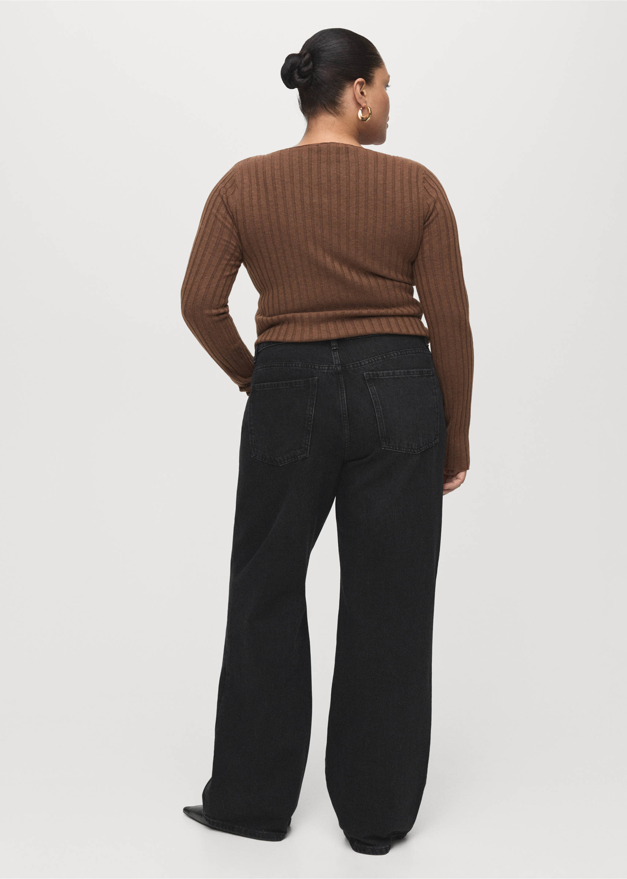 Danila high-waisted wide leg jeans - Details of the article 4, Black denim. Ref: 27011205-00.