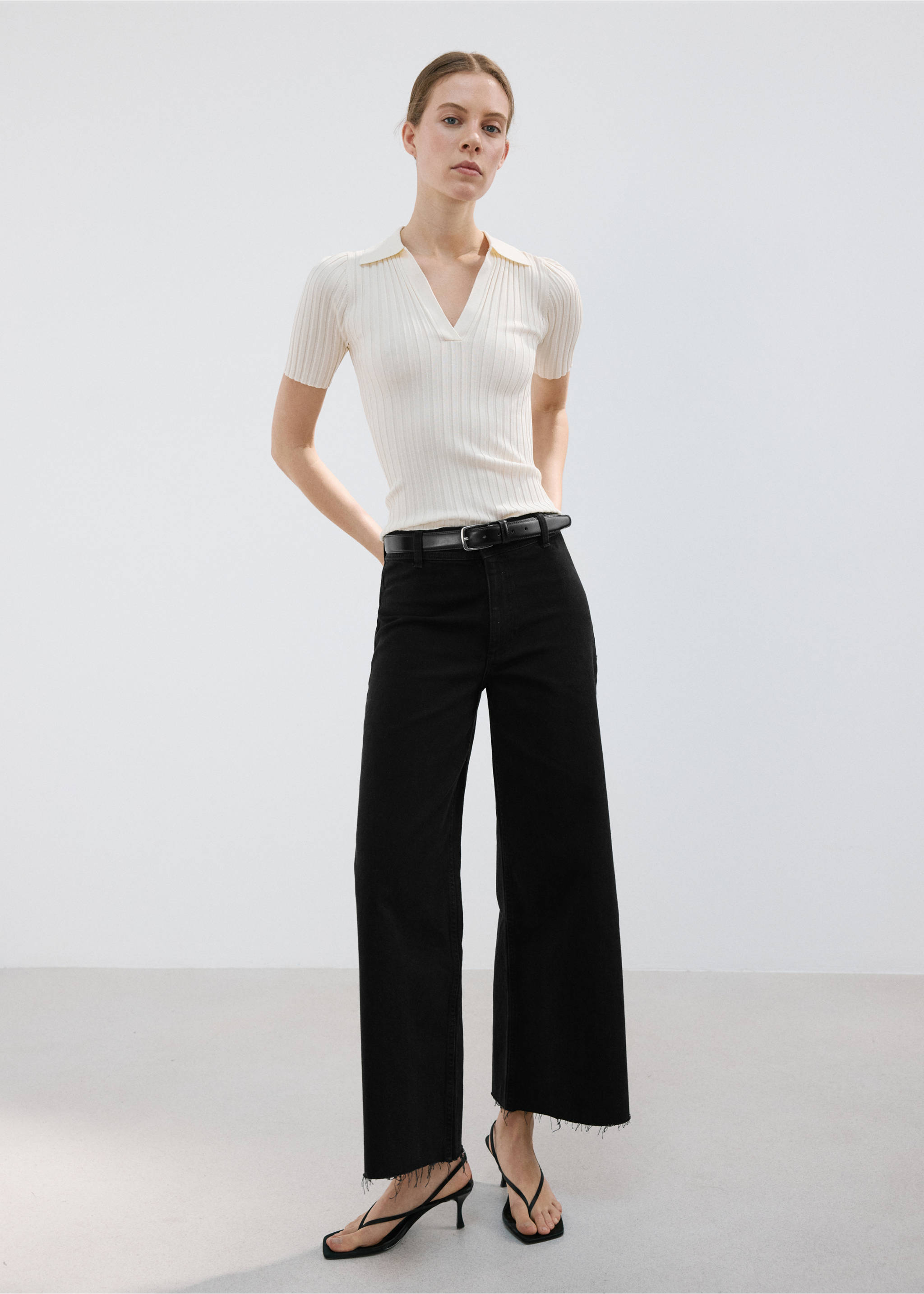 Catherin culotte high-rise jeans - General plane, Black denim. Ref: 27011206-00.