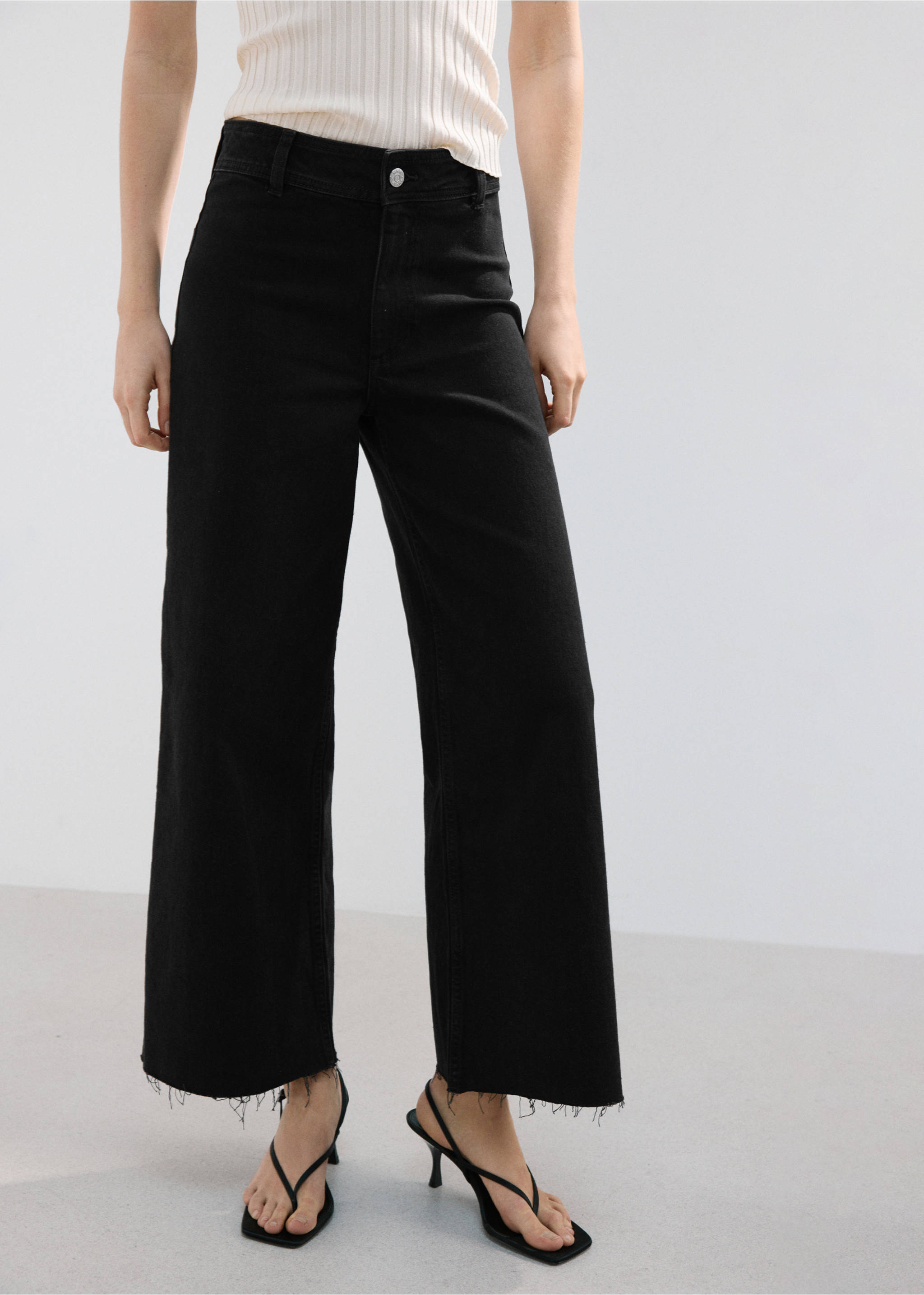 Catherin culotte high-rise jeans - Medium plane, Black denim. Ref: 27011206-00.