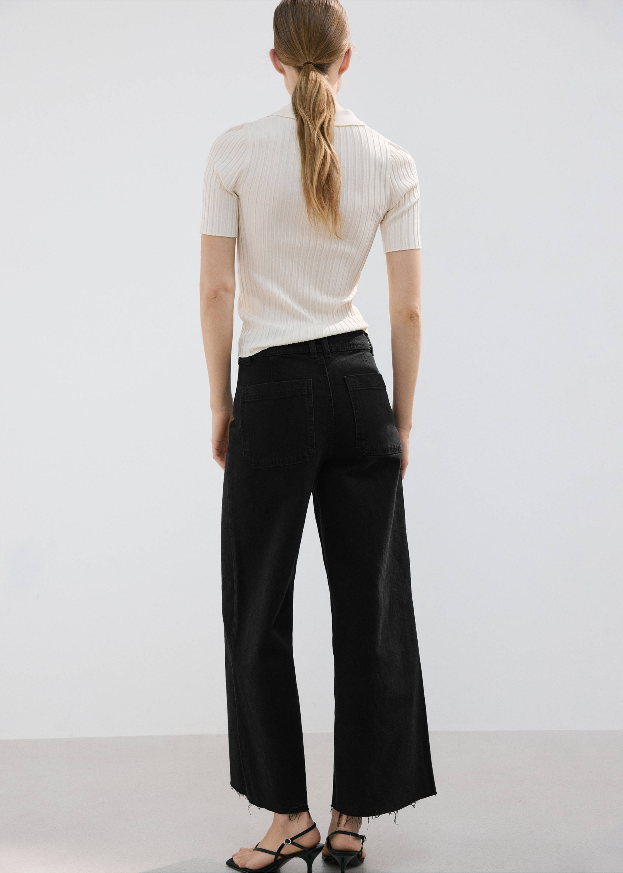 Catherin culotte high-rise jeans - Reverse of the article, Black denim. Ref: 27011206-00.