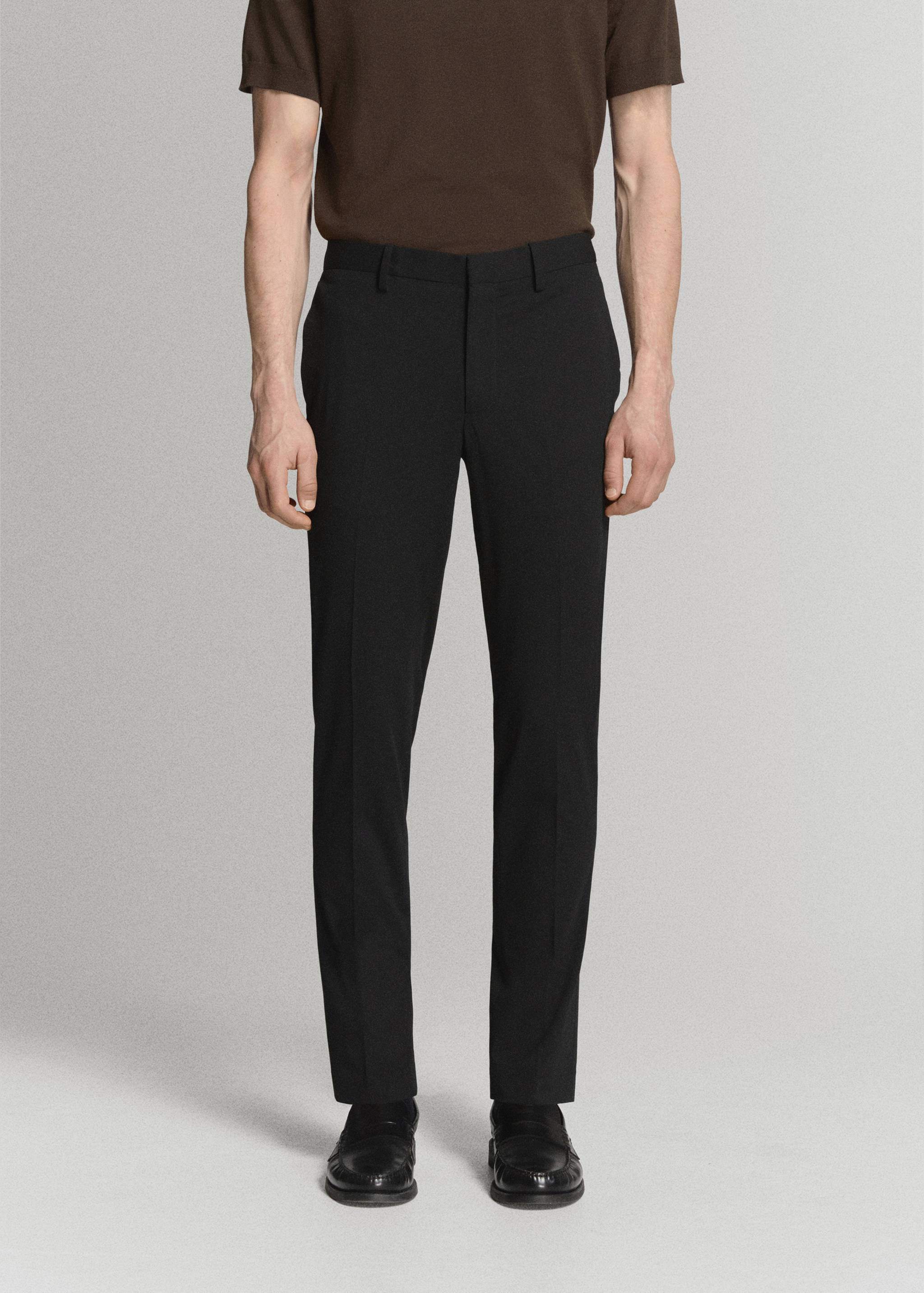 Stretch fabric super slim-fit suit trousers - Medium plane