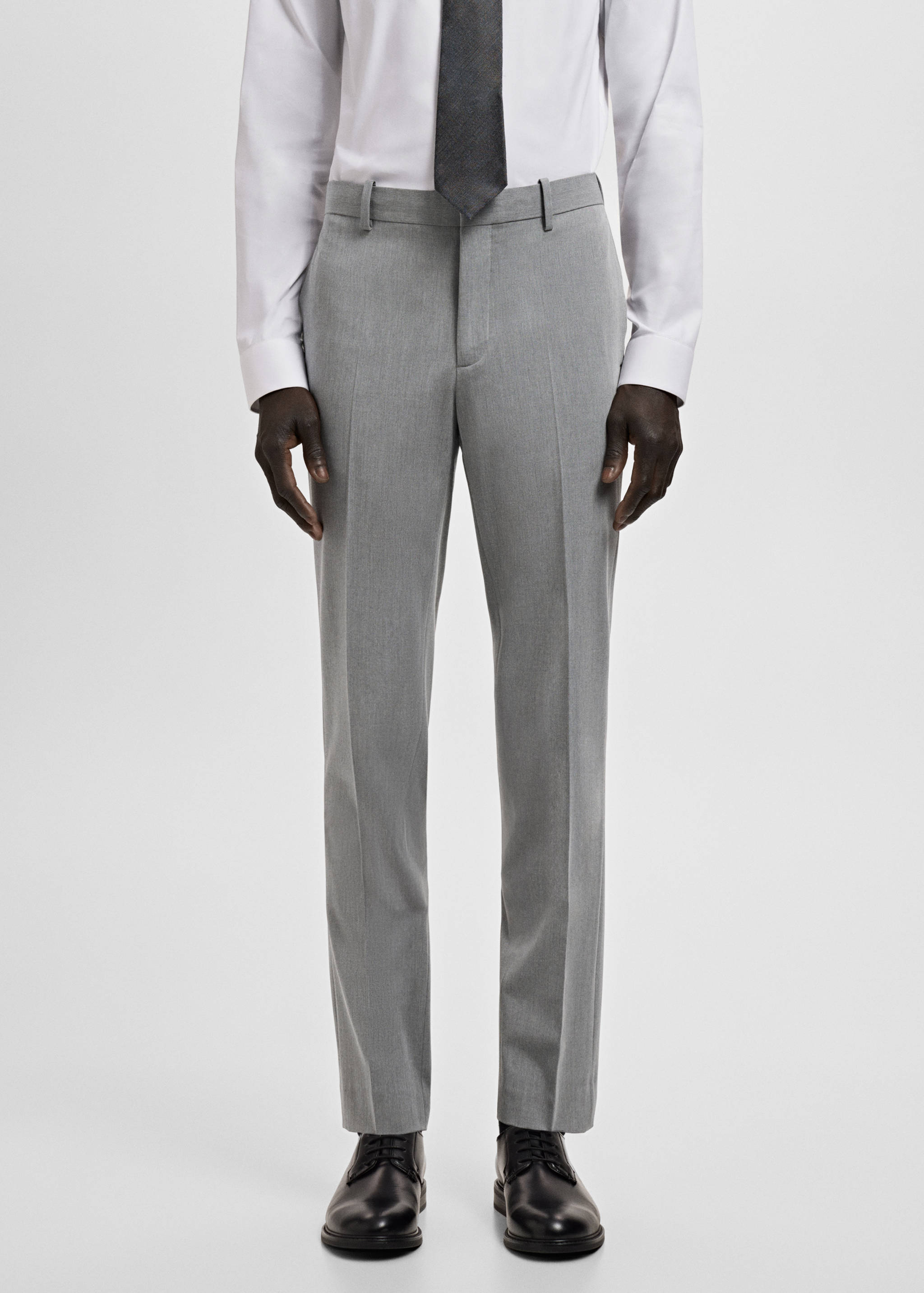 Stretch fabric super slim-fit suit trousers - Medium plane
