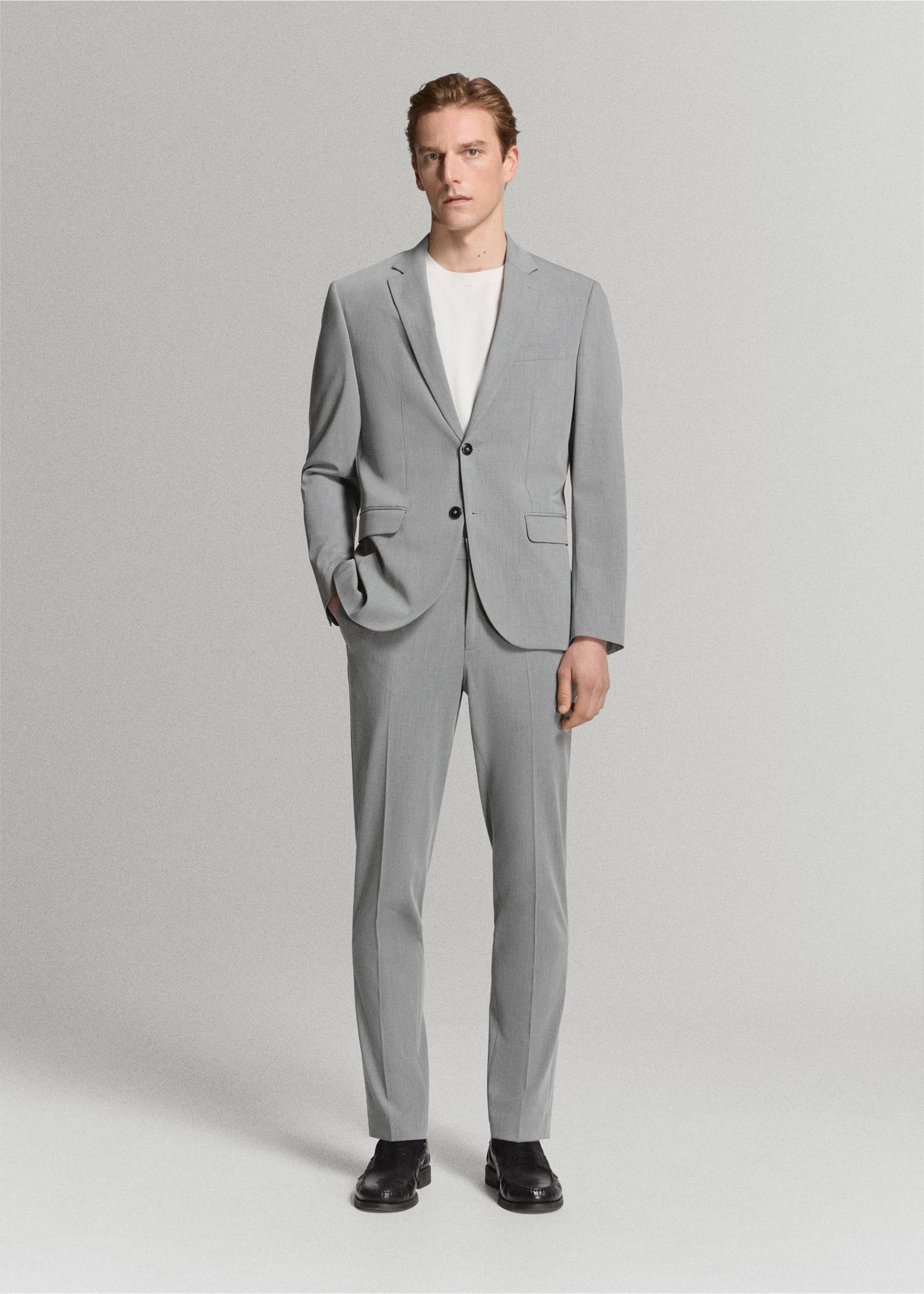 Stretch fabric super slim-fit suit trousers - General plane, Grey. Ref: 27011209-02.