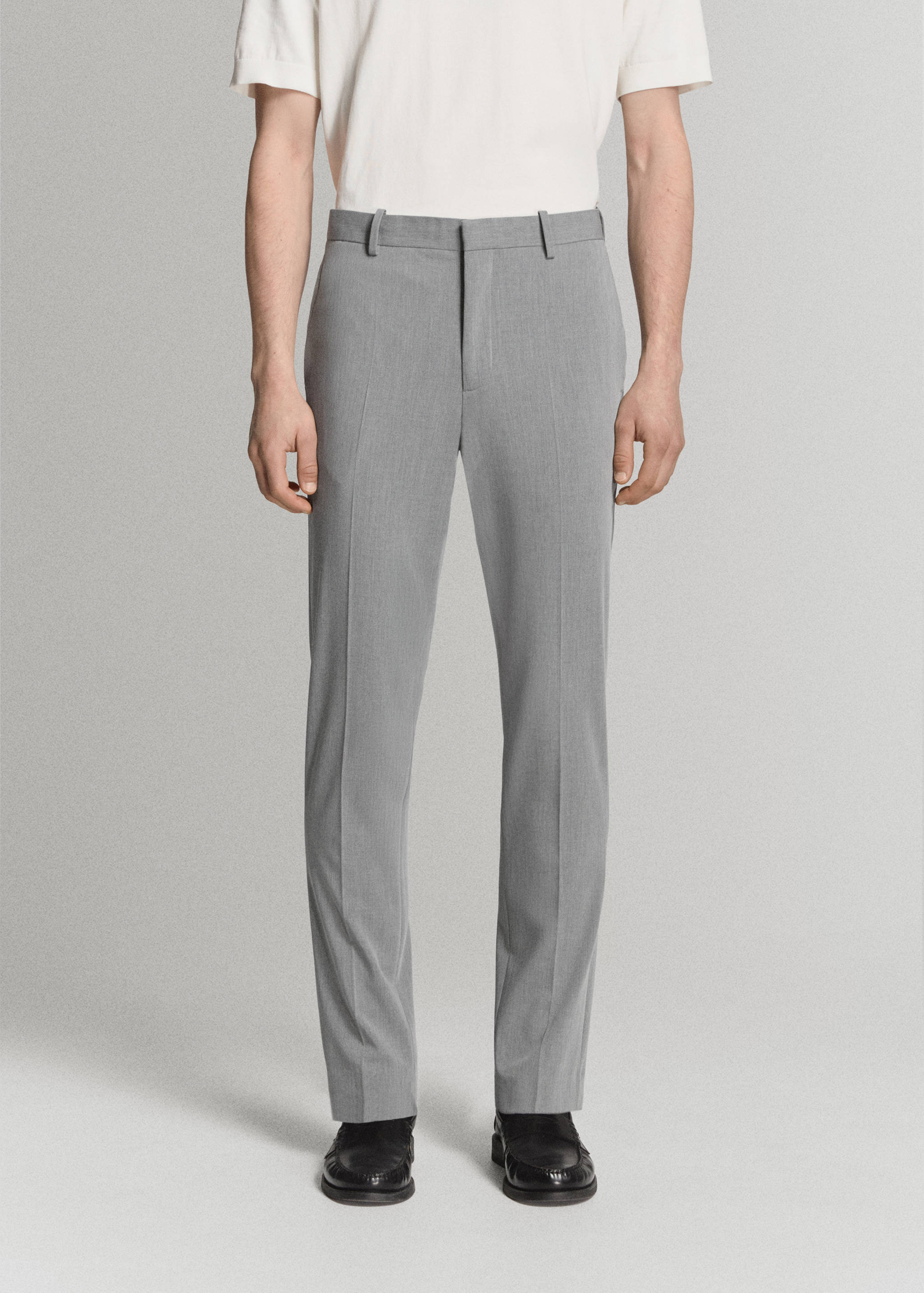 Stretch fabric super slim-fit suit trousers - Medium plane