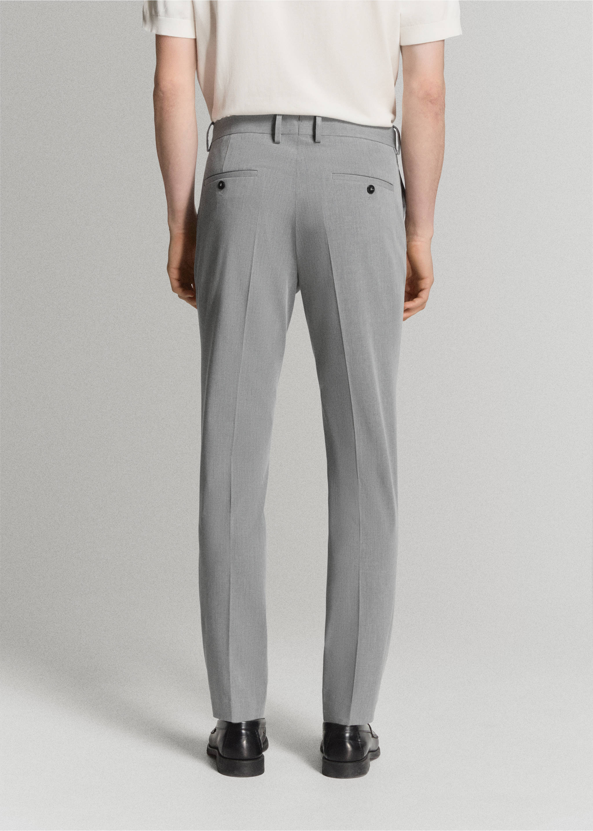 Stretch fabric super slim-fit suit trousers - Reverse of the article, Grey. Ref: 27011209-02.
