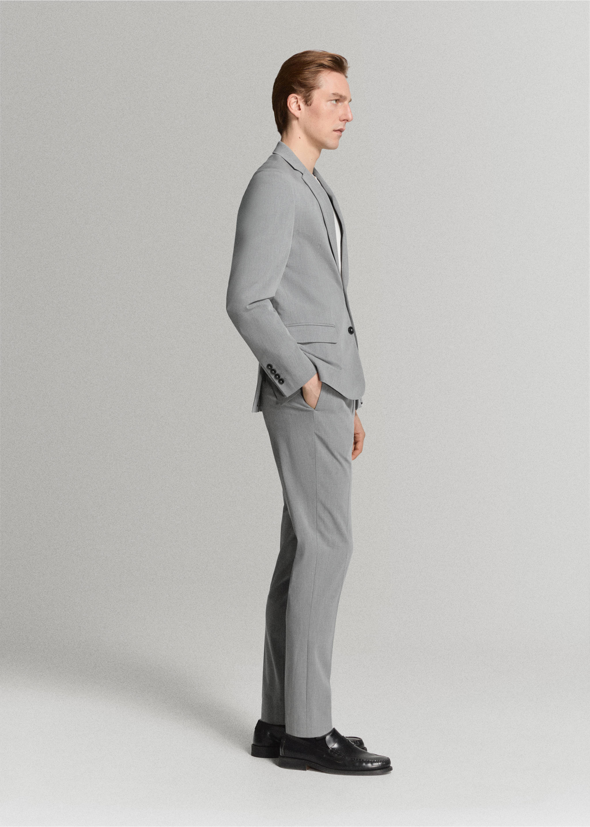 Stretch fabric super slim-fit suit trousers - Details of the article 4, Grey. Ref: 27011209-02.