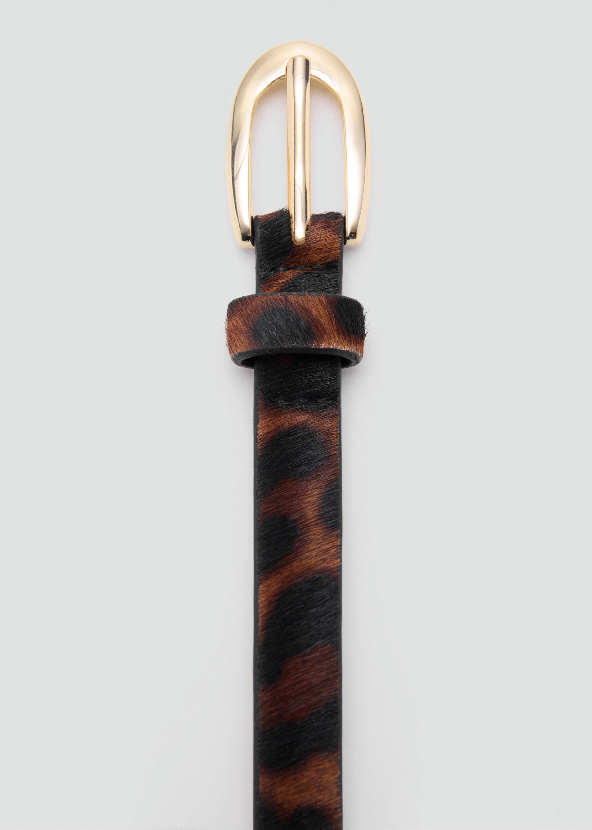 Ceinture cuir imitation fourrure léopard - Détail de l'article 1, Marron. Ref: 27011211-00.