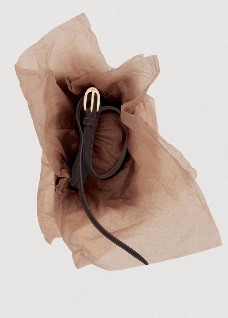 Thin suede leather belt — Chocolate