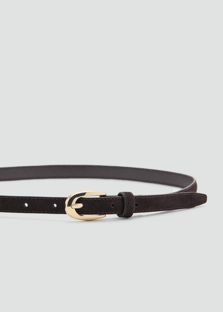 Thin suede leather belt — Chocolate