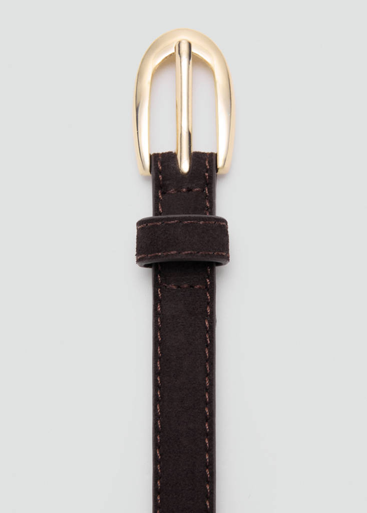 Thin suede leather belt — Chocolate