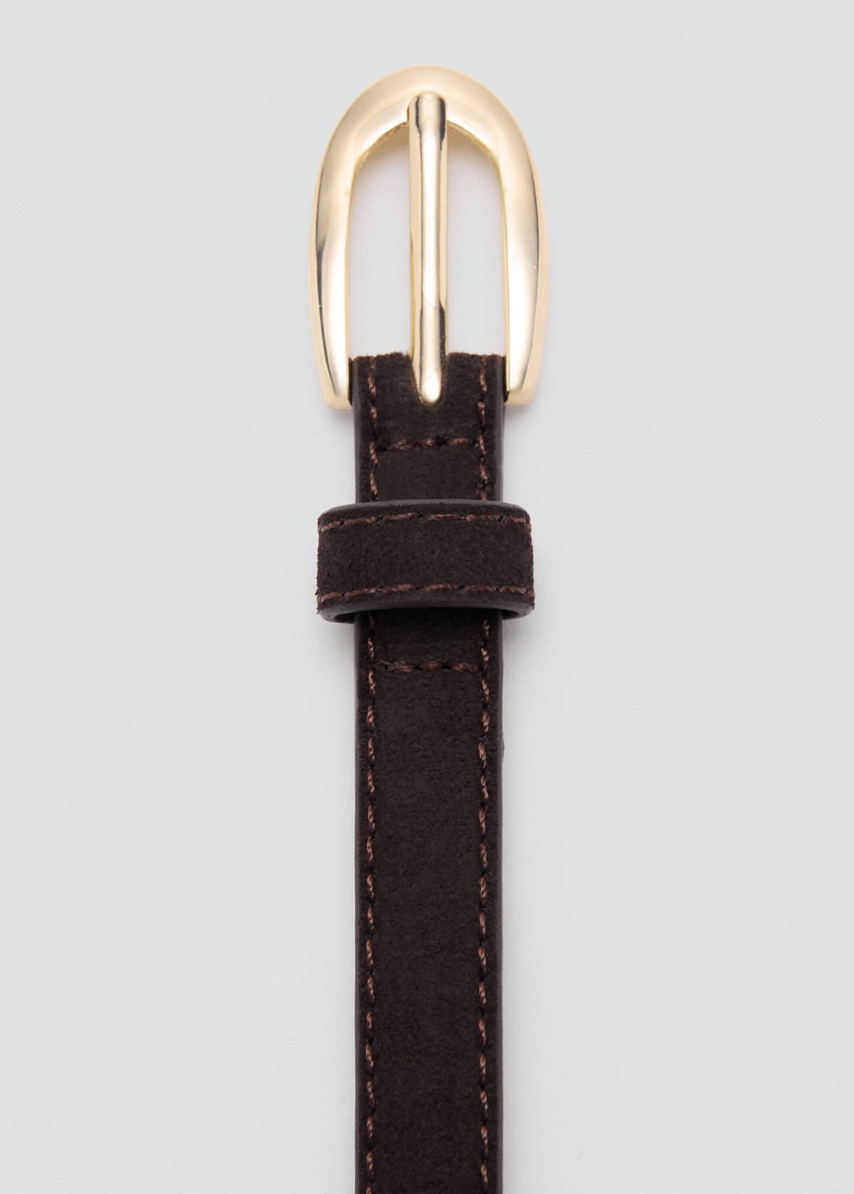 Thin suede leather belt — Chocolate