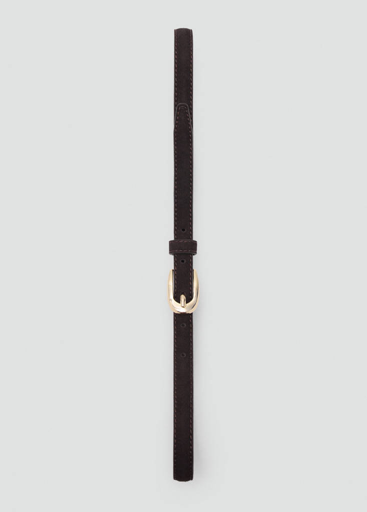 Thin suede leather belt — Chocolate