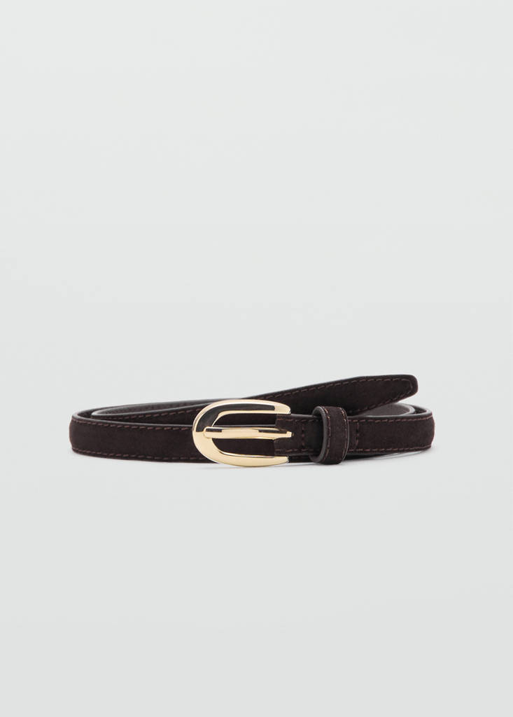 Thin suede leather belt — Chocolate