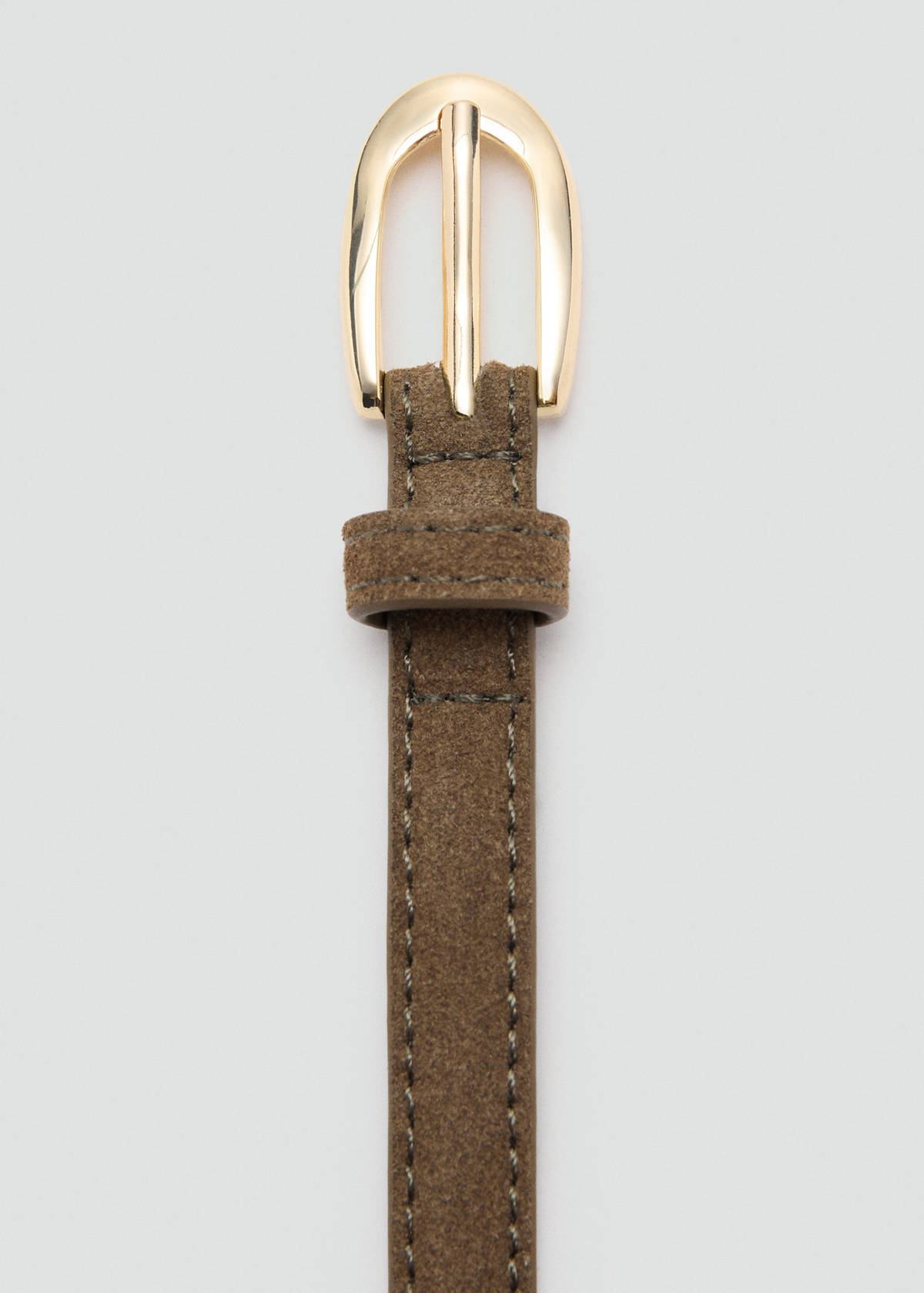 Thin suede leather belt — Khaki