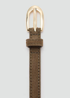 Thin suede leather belt — Khaki 4