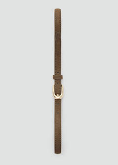 Thin suede leather belt — Khaki 5