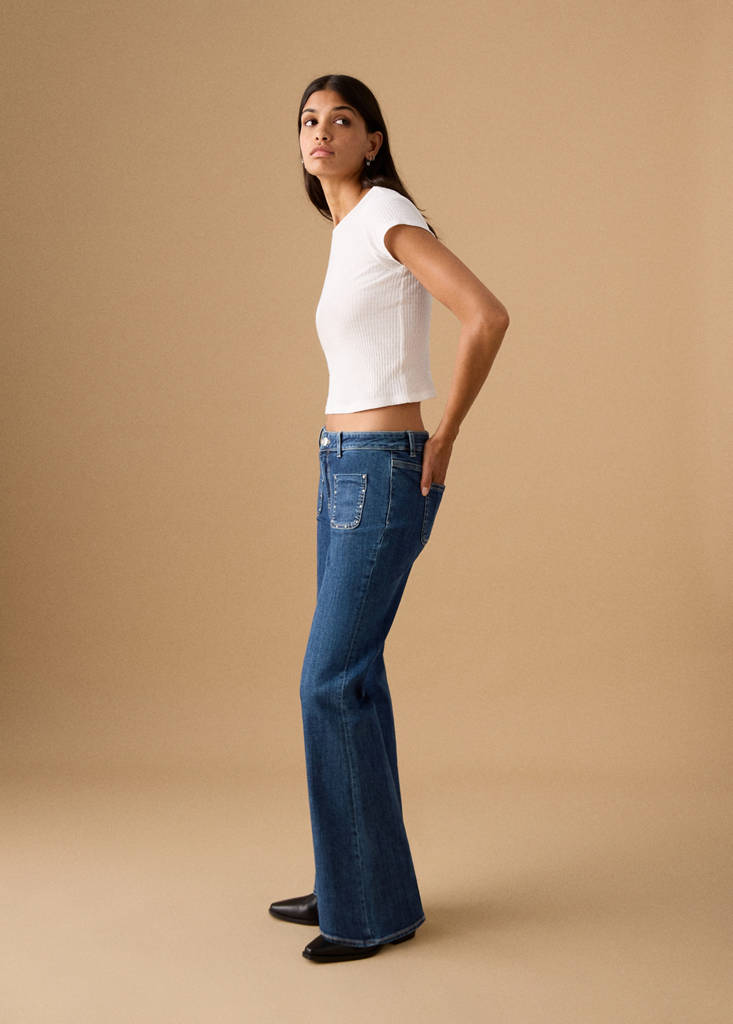 Flared jeans with studs — Dark Blue