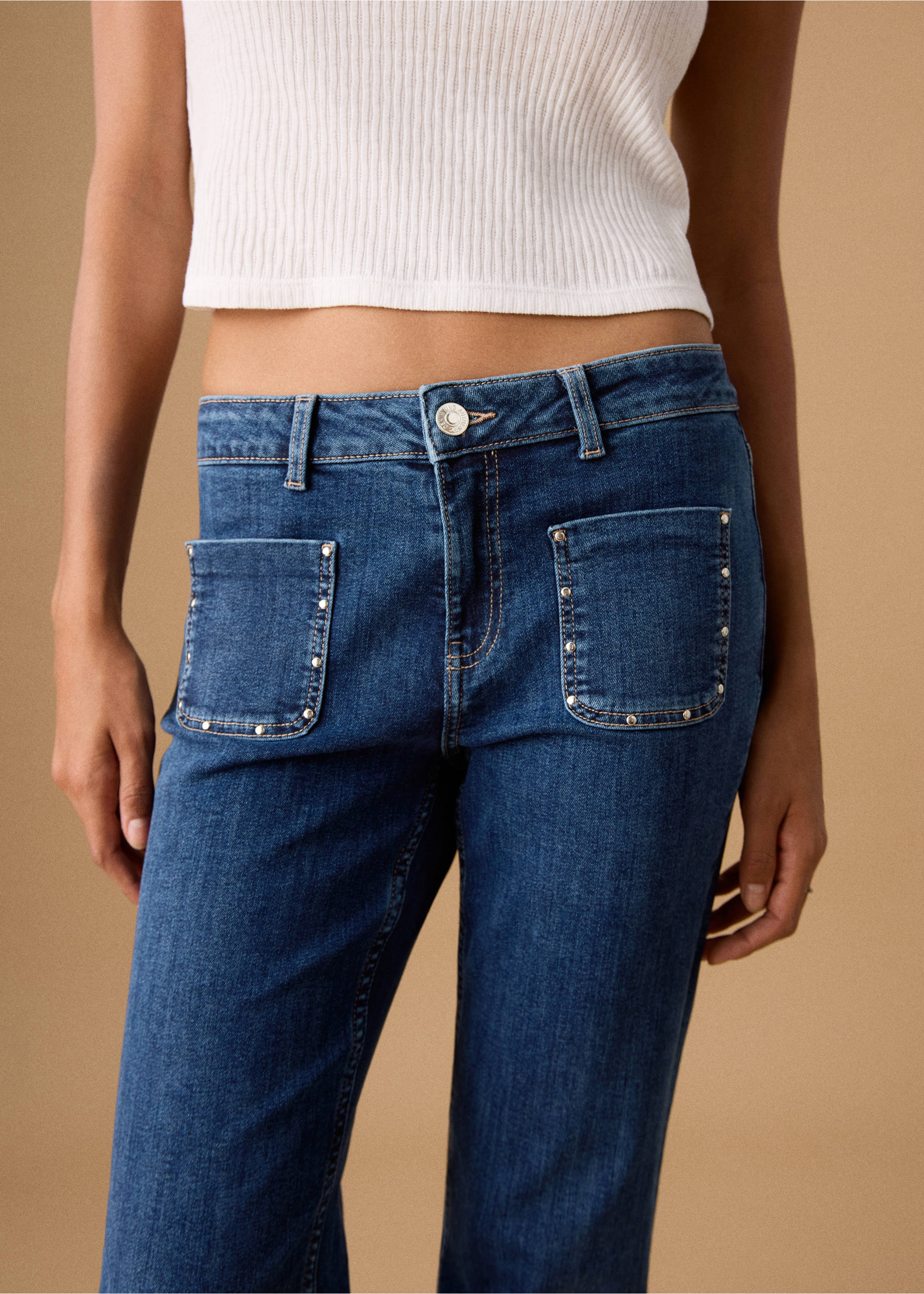 بنطال جينز واسع مرصع بالمسامير - تفاصيل المنتج 6, أزرق غامق. Ref: 27011225-00.