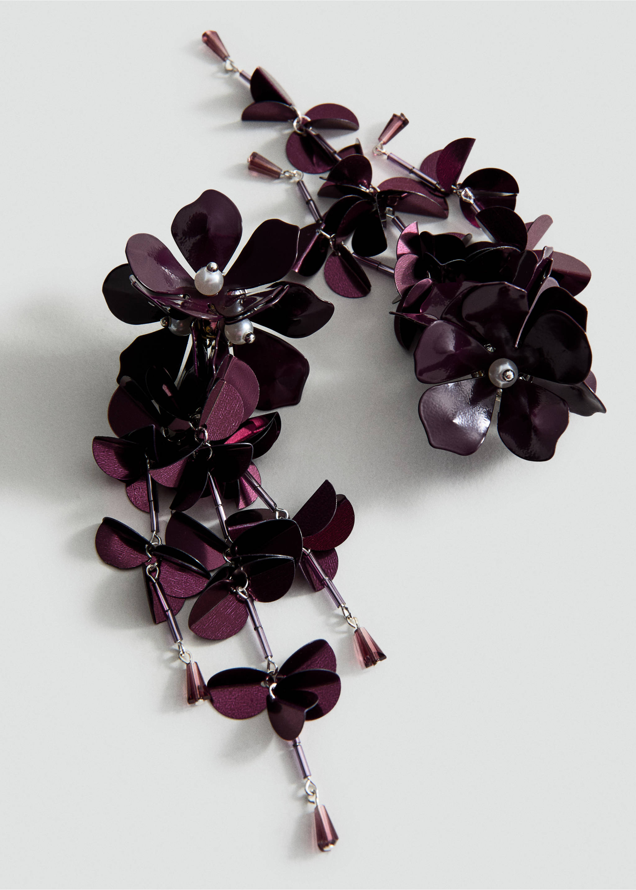 花朵吊坠耳环 - null, 酱紫色. Ref: 27011228-00.