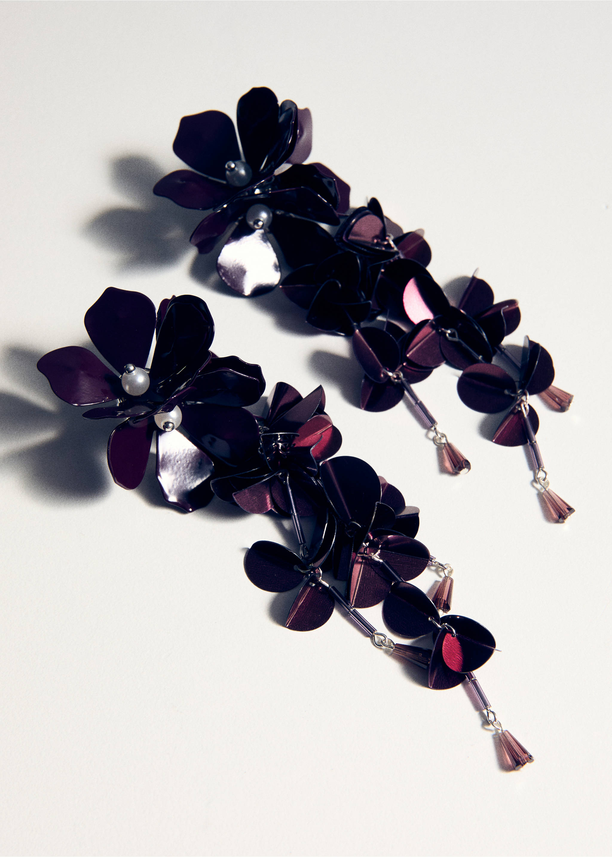 花朵吊坠耳环 - null, 酱紫色. Ref: 27011228-00.