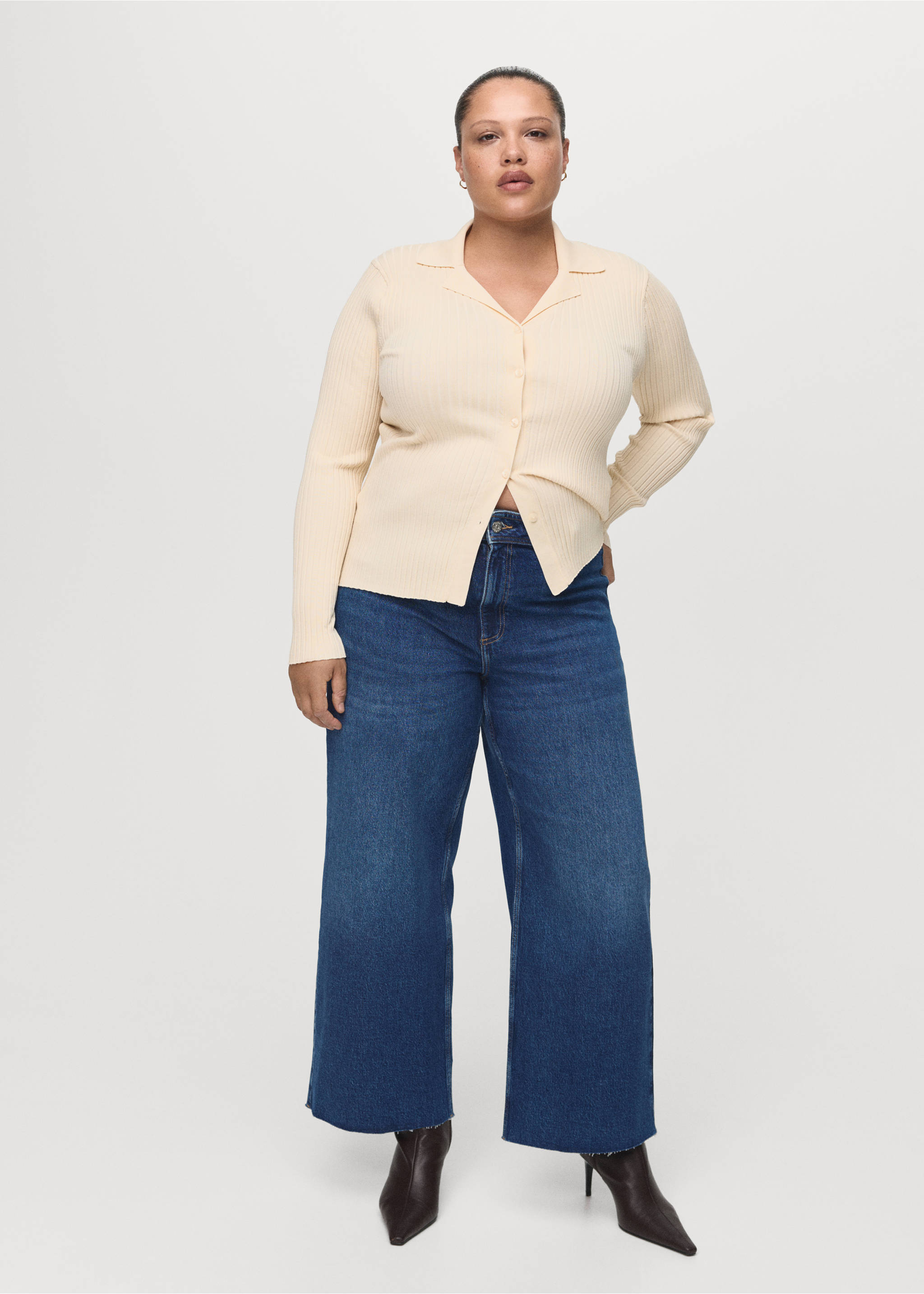 Catherin culotte high-rise jeans - Details of the article 3, Dark Blue. Ref: 27011233-00.