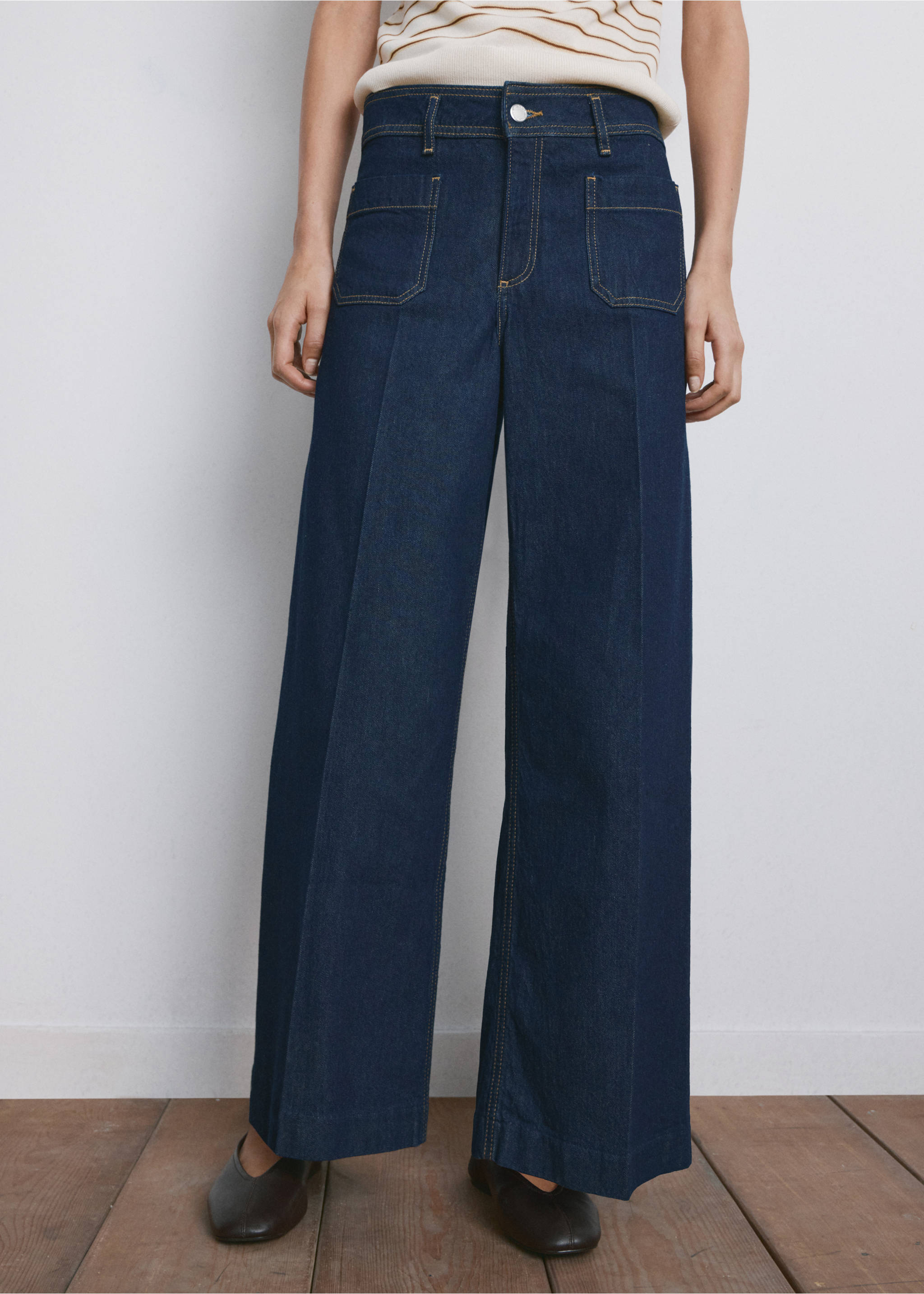Wide leg jeans with pockets - Medium plane, Open Blue. Ref: 27011234-00.