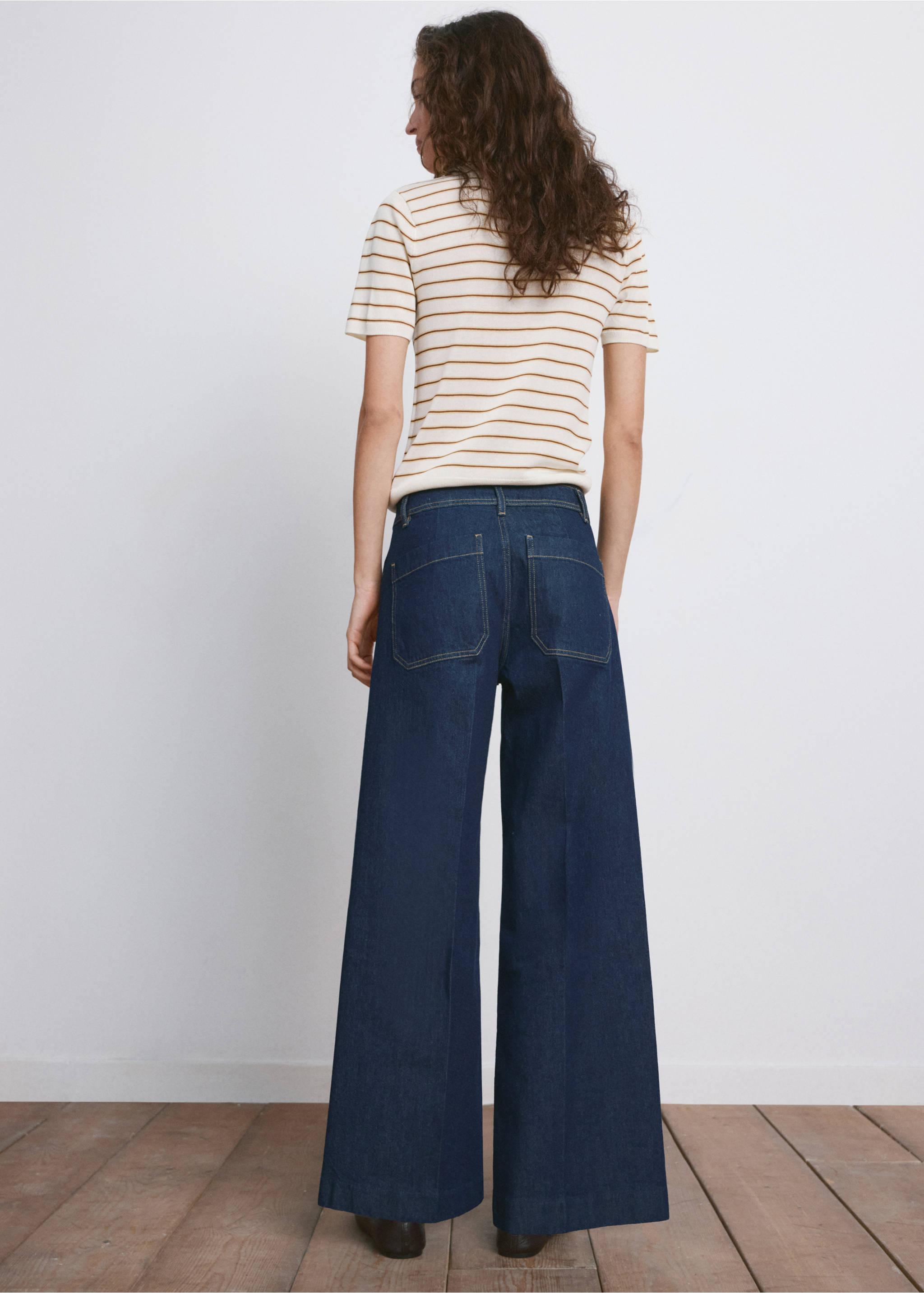 Wide leg jeans with pockets - Reverse of the article, Open Blue. Ref: 27011234-00.