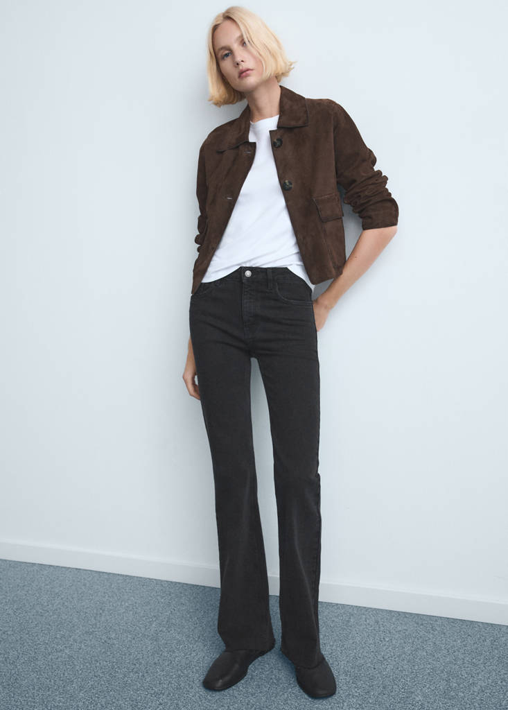 Fiona flared mid-rise jeans — Black denim
