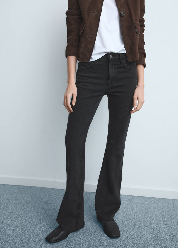 Fiona flared mid-rise jeans — Black denim