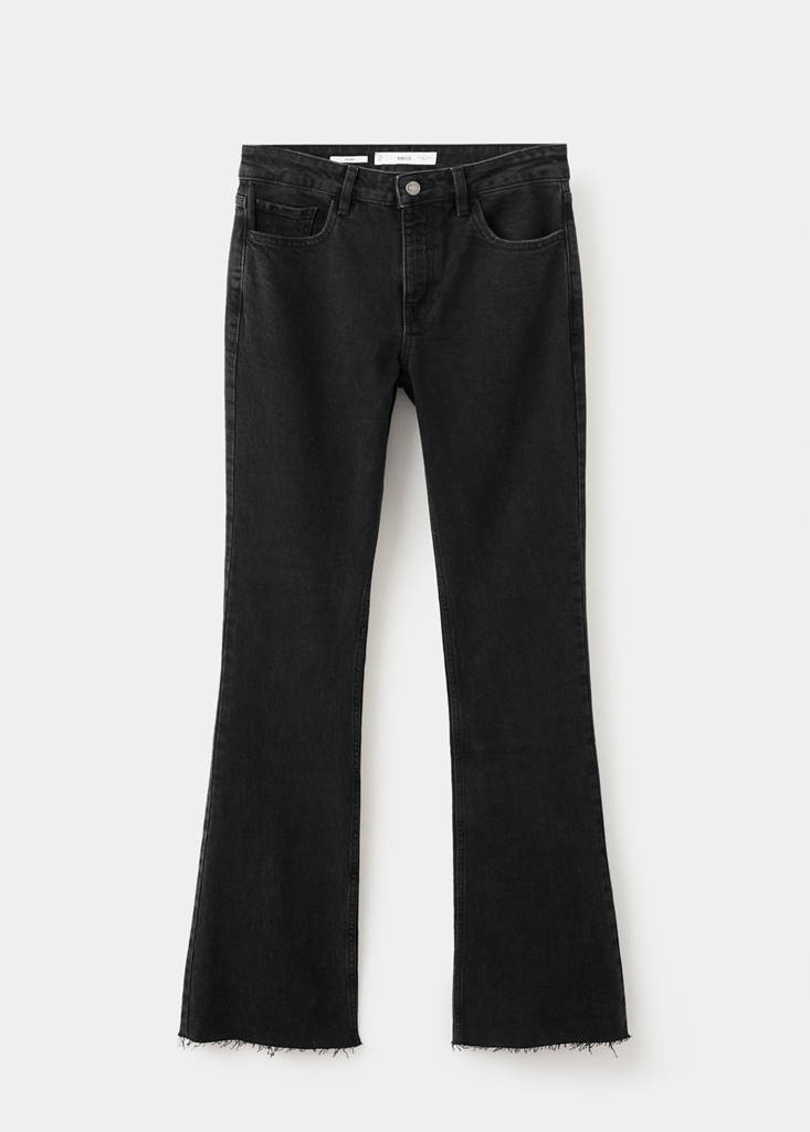 Fiona flared mid-rise jeans — Black denim