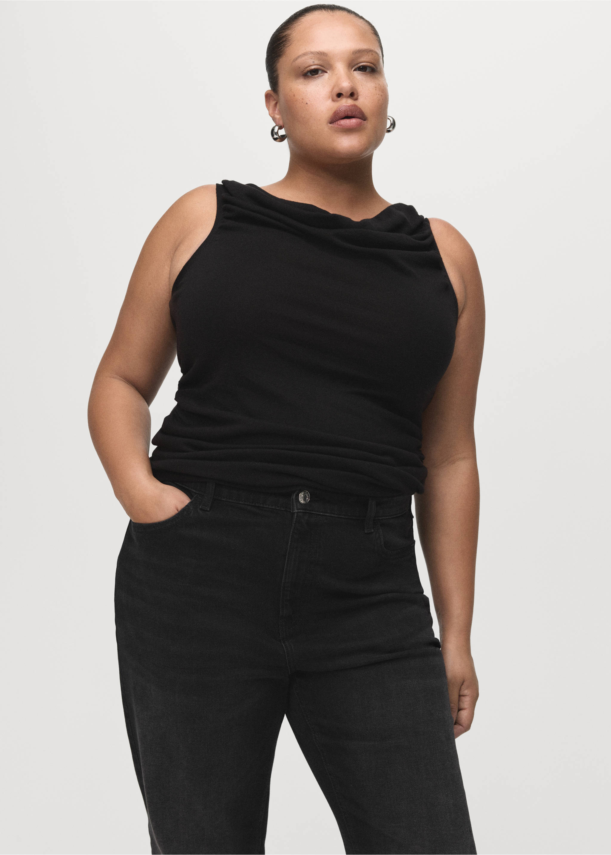 Jean Newmom confort taille haute - Détail de l'article 5, Black denim. Ref: 27011238-00.