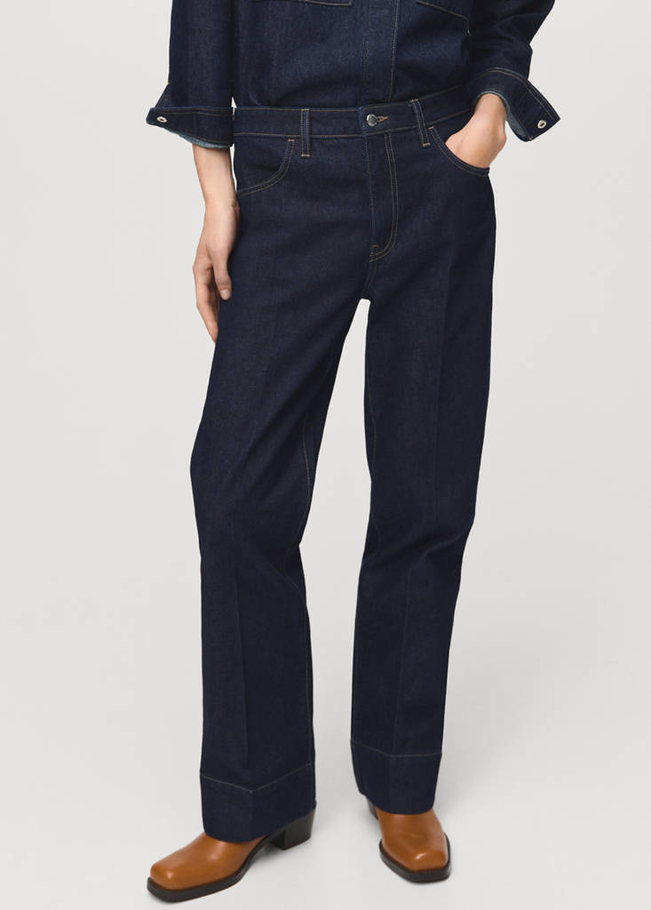 Straight-leg jeans with seam stitching — Dark Blue
