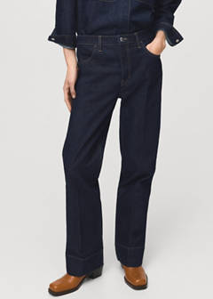 Straight-leg jeans with seam stitching — Dark Blue 1