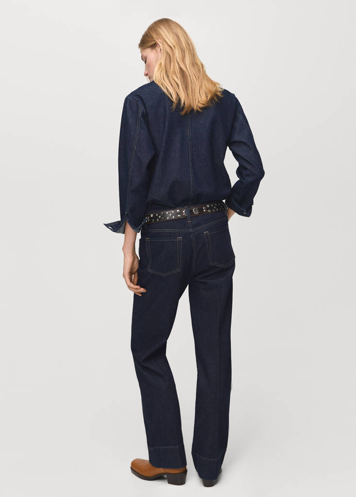 Straight-leg jeans with seam stitching — Dark Blue