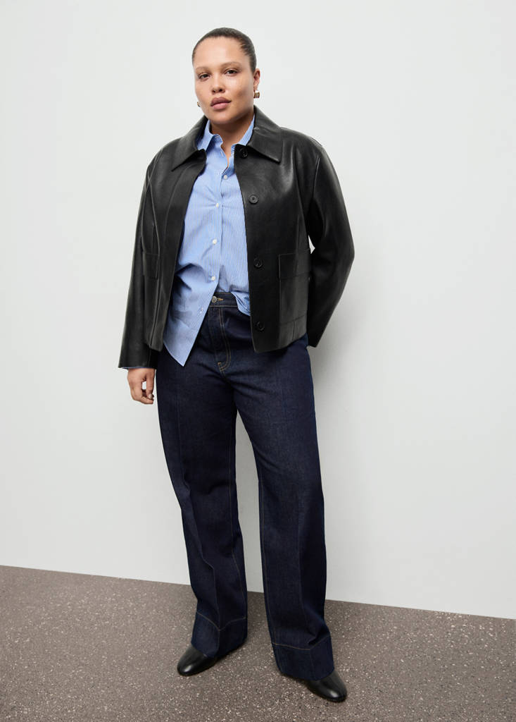 Straight-leg jeans with seam stitching — Dark Blue