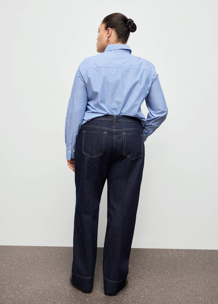 Straight-leg jeans with seam stitching — Dark Blue