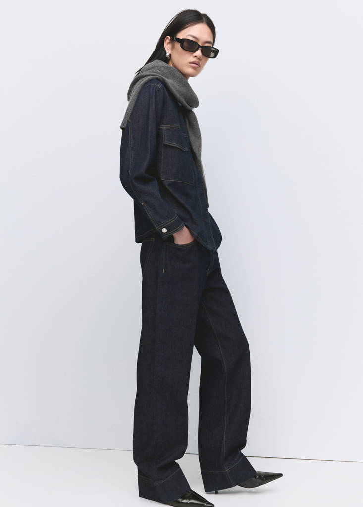 Straight-leg jeans with seam stitching — Dark Blue