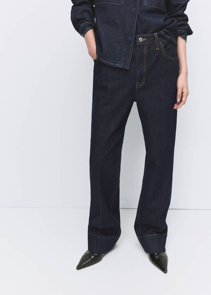Straight-leg jeans with seam stitching — Dark Blue