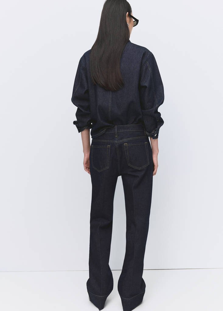 Straight-leg jeans with seam stitching — Dark Blue