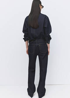 Straight-leg jeans with seam stitching — Dark Blue 14