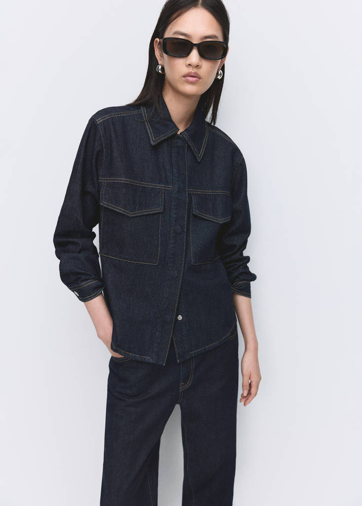 Straight-leg jeans with seam stitching — Dark Blue
