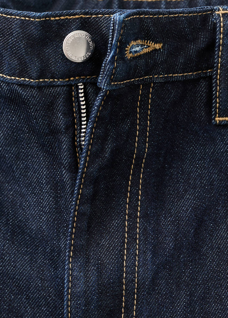 Straight-leg jeans with seam stitching — Dark Blue