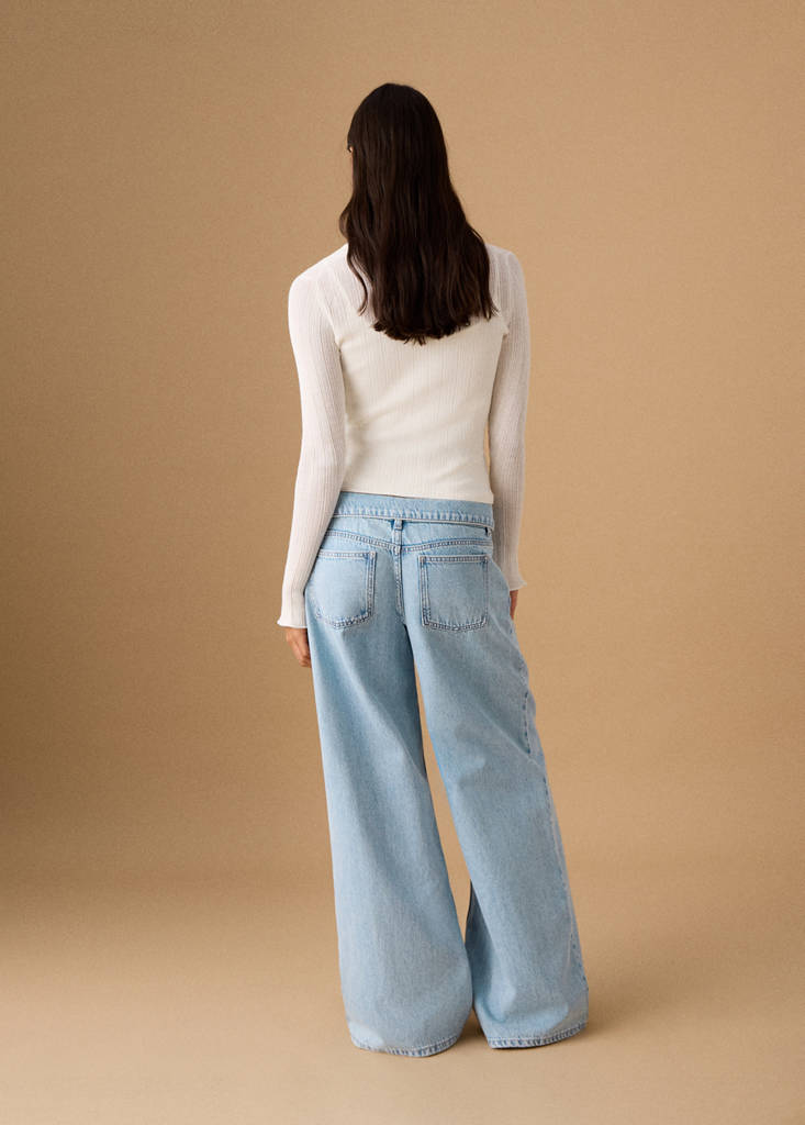 Low-waist jeans with turn-ups — Light Blue